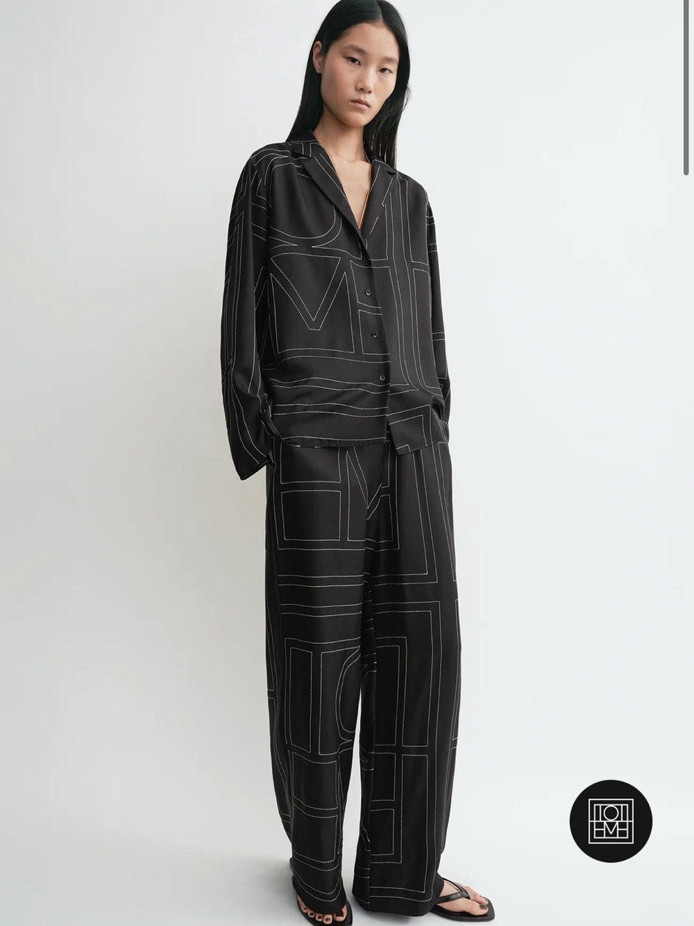 Toteme monogram silk pj top